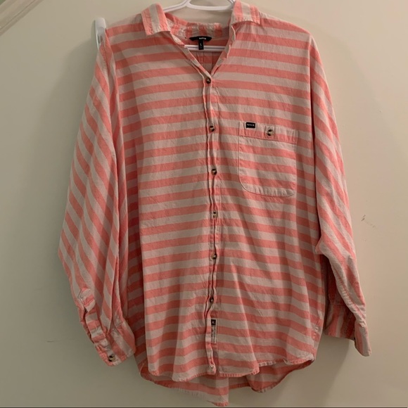 Hurley Boyfriend Fit Button Down Shirt size L - Picture 1 of 3